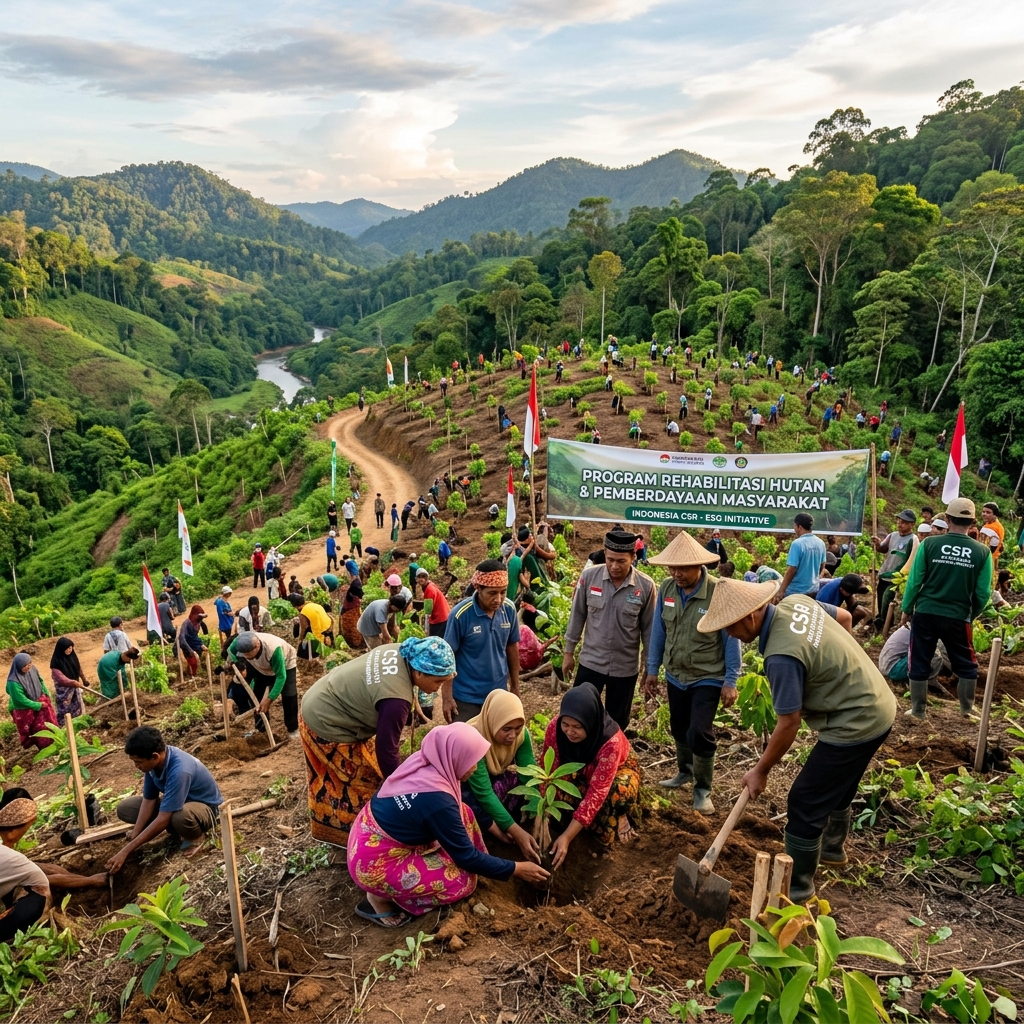 Lush green Indonesian forest reforestation site